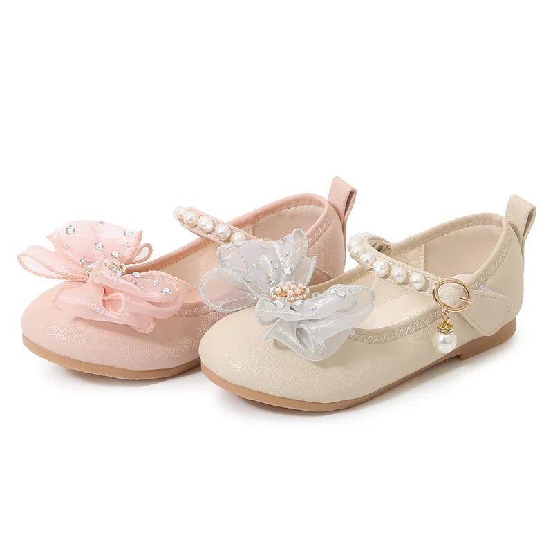 Girls' Princess Shoes Spring/summer New Children's Bow Soft Sole Comfortable Shoes Kids Dance Party Performance Flat