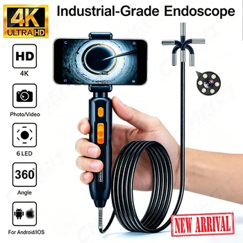 360° Type-C Articulating Endoscope Camera 4K UHD Borescope Car Inspection Industrial Endoscope For IOS Android Auto Repair 1
