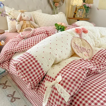 Plaid Polka Dot Bedding Set 1