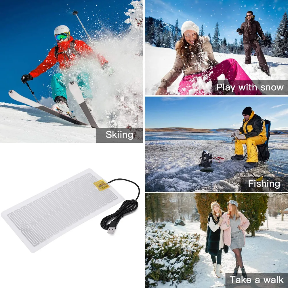 USB Heated Pad Gloves Heater 5V /3.8- 5V Gloves Heated Pad 2 in1 Warming Heating Pad Carbon Fiber Heating Cloth for Winter