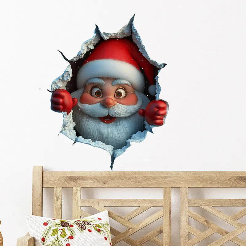 Wall Stickers Window Stickers Christmas Santa Claus Wall Decal Window Clings Decor for Home Holiday Party
