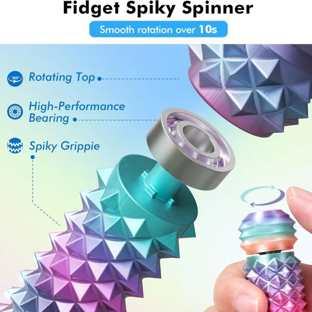Pain Stim Fidget Toys Rotating Spiky Grippie for Anxiety Relief Sensory Toys for Autism ADHD Calming Classroom Desk Office 4
