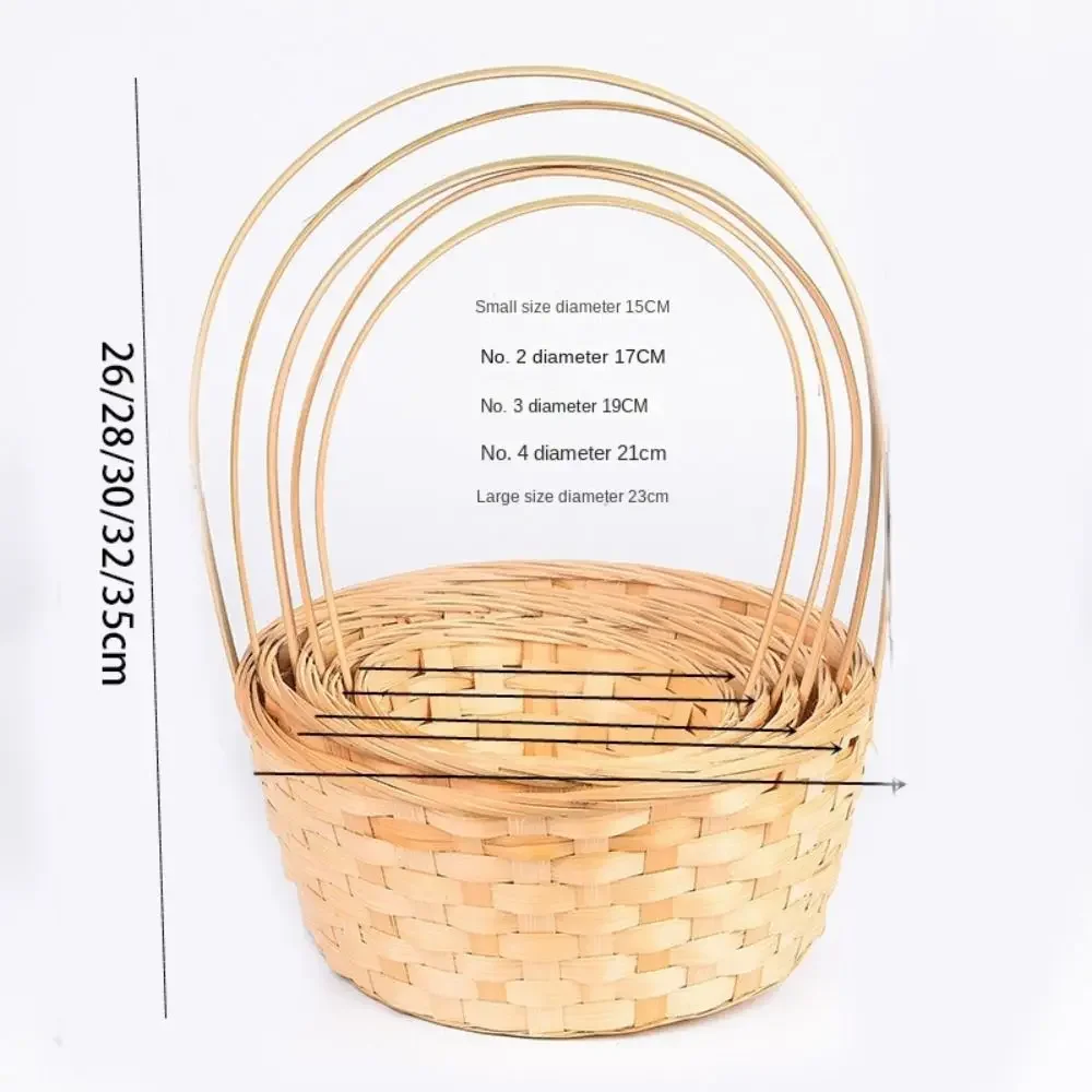 New Handmade Storage Basket Kitchen Accessories Durable Rattan Fruit Basket Multifunction Long Handle Bamboo Flower Basket 6