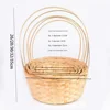 New Handmade Storage Basket Kitchen Accessories Durable Rattan Fruit Basket Multifunction Long Handle Bamboo Flower Basket 6