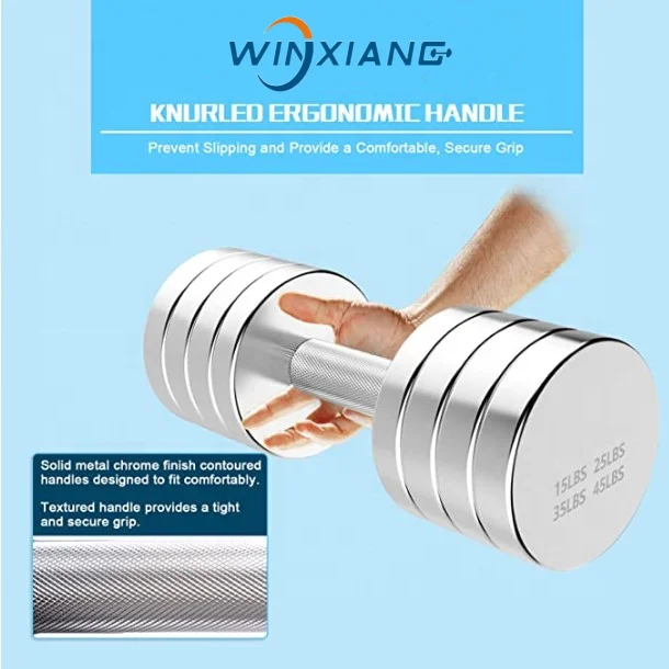 Steel Dumbbell Weight Adjustable Chrome Dumbbell with Knurled Handle