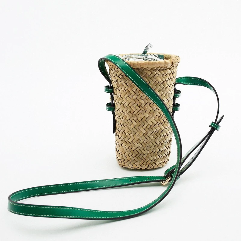 balde de bambu casual, alça longa, tricô