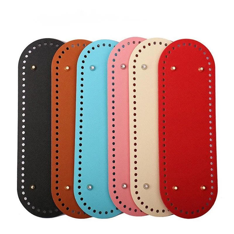 

2pcs 30x10cm Long Bottom For Knitted Bag PU Leather Bag Base Handmade Bottom With Holes Diy Crochet Bag Bottom Accessories