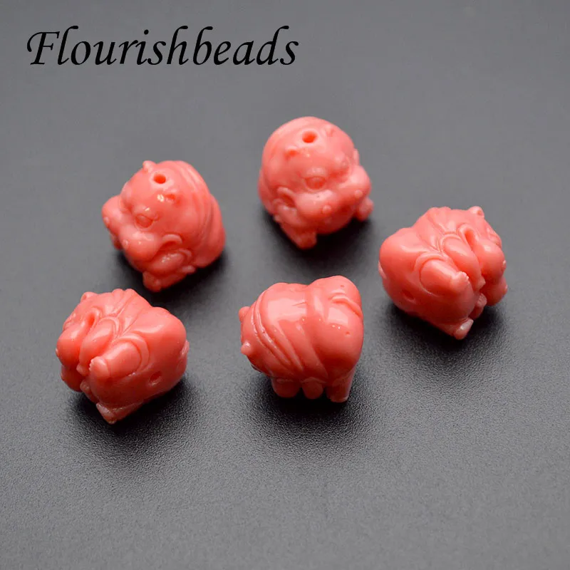 

High Quality Pink Coral Animal Hippopotamus Shape Loose Beads for Necklace Bracelet Jeweley Making Supplier 30pcs/lot