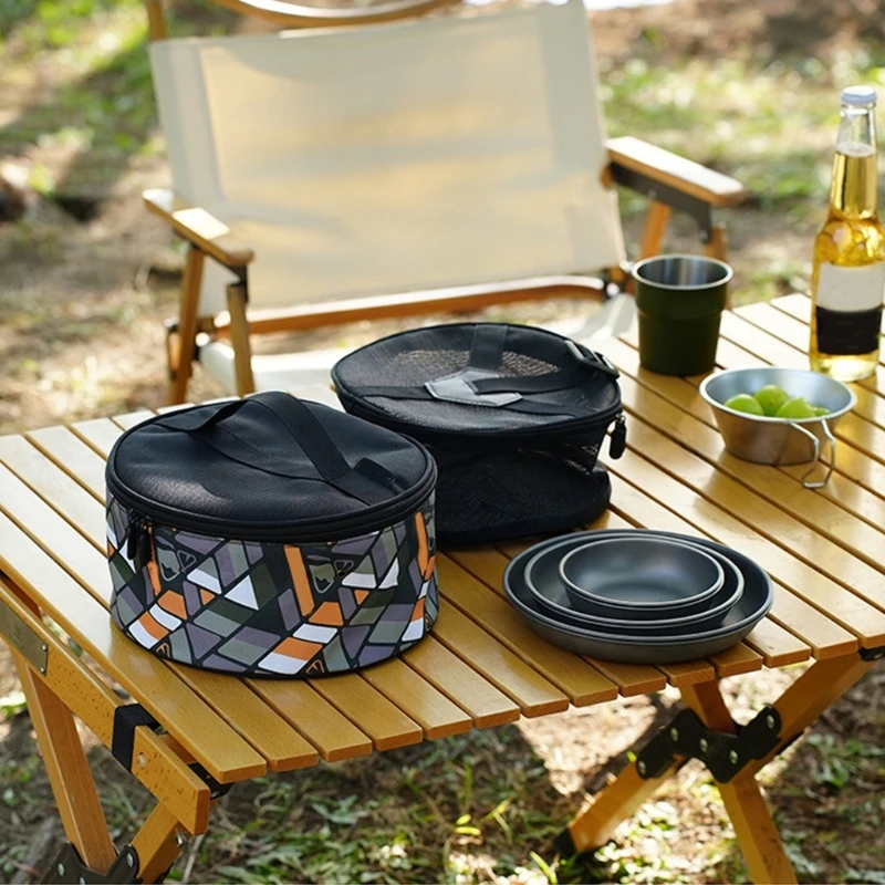Outdoor Hiking Plate Dish Bowl Storage Bag BBQ Dinnerware Organizers for Picnics