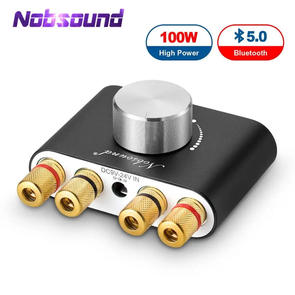 Nobsound Mini Bluetooth 5.0 TPA3116 Digital Amplifier Hifi Stereo Audio  Receiver Power Amp 50W+50W Car Sound Amplifiers