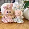 Mini Plush Doll'S Clothes Outfit Accessories For Labubu Idol V1 V2 sitting party Candy plaid skirt headband set Clothing Gift 1