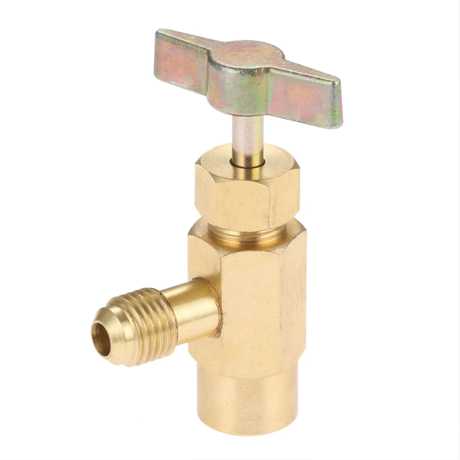 R-1234YF AC Refrigerant Can Bottle Tap Opener Valve Tool 1/4 Male+ 1/2" ACME LH Female direct Fit for R12 R22 manifold 2