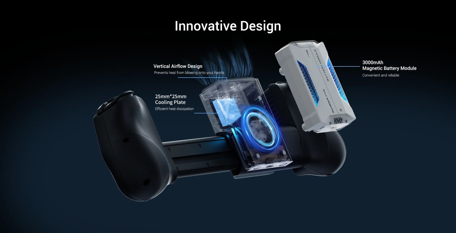 GameSir FX5 Lite Cooler Wired Controller Cooler FX5 Wireless Cooler for GameSir X5 Lite Controllers With Three Cooling Modes