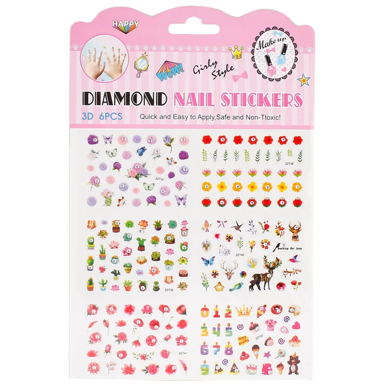 

Kids Butterfly Nail Stickers Cartoon Animals Flowers Finger Decoration Birthday Girl Party Favors, DIY Home Activity, Magic Gift