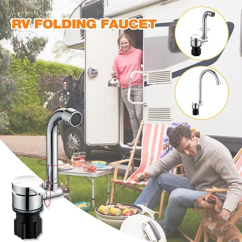 

RV Kitchen Faucets Chrome Polished Rust-Proof Water Faucet With Brass Construction Kitchen Sink Faucets For Campervans Caravans