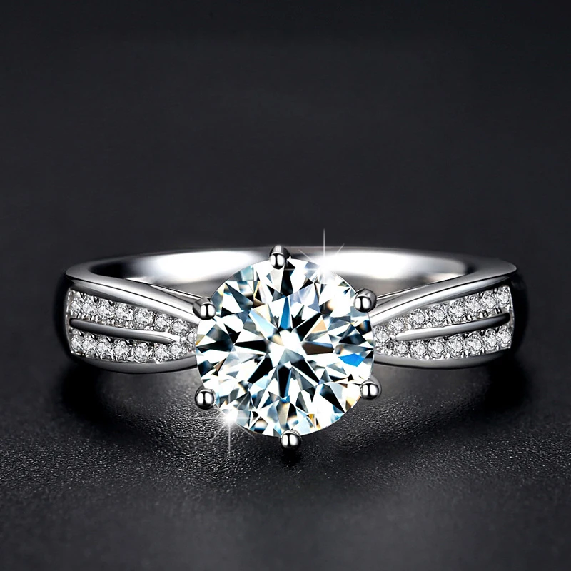 NKHOG 0.5-3ct Moissanite Wedding Rings Women 925 Sterling Silver Plated 18K White Gold Ring Engagement Promise Band Jewelry 2