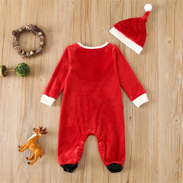 Infants Pants Girls Newborn Baby Christmas Outfit Infant Boys Girls Santa Romper Fleece Jumpsuit Xmas 1 Year Organic Clothes 3