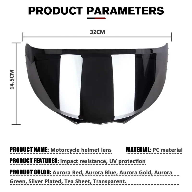 New Motorcycle Helmet Lens Facelift Helmet Special Lens Transparent Mirror Black Mirror Color Mirror Silver Lens Package 6