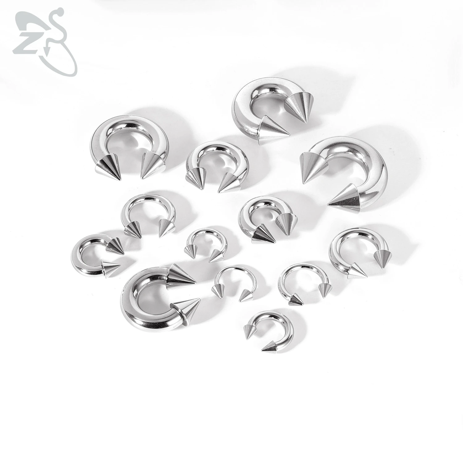 Nose Rings ZS 1 PC 00/0/2/4/6/8G Spike Stainelss Steel Nose Ring For Men Women Punk Large Gauge Septum Piercings Spike Ear Flesh Expander