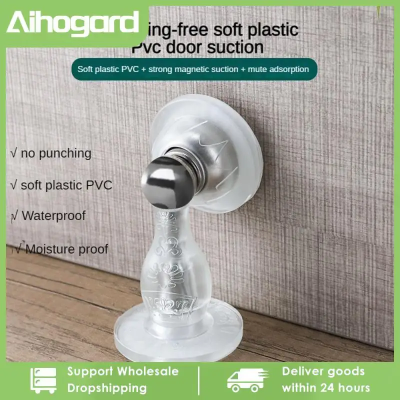 Toilet Door Stopper Pvc Soft Glue Anti-collision Invisible Magnetic Household Bathroom Accessories Door Suction Frosting Mute
