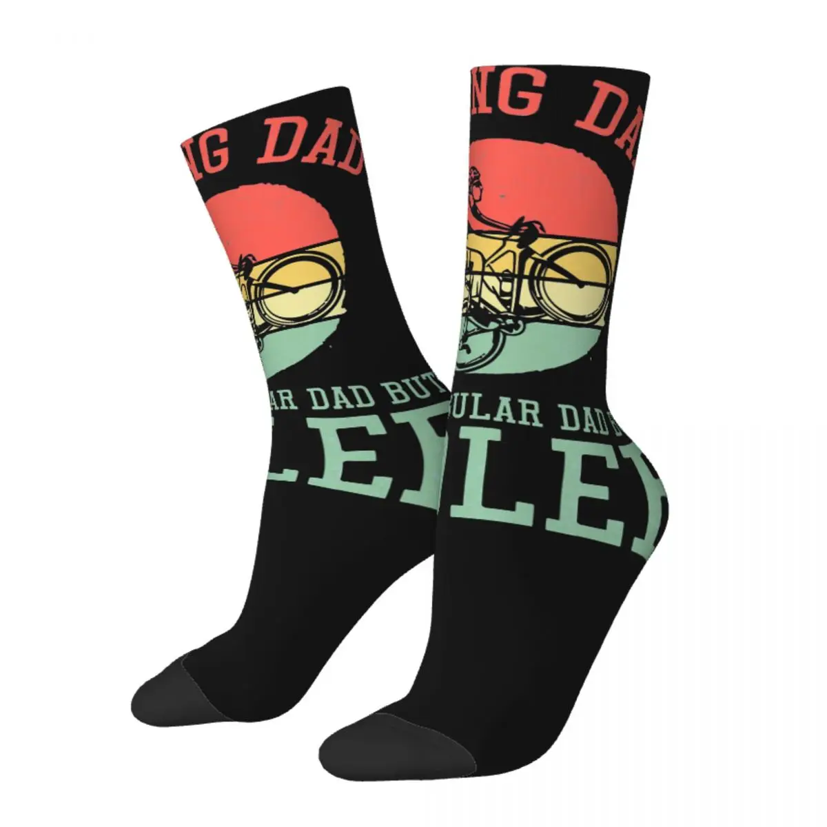 

Hip Hop Vintage Cycling Dad Like A Regular Dad But Cooler Men's Socks Unisex Bicycle Day Harajuku Seamless Printed Crew Sock