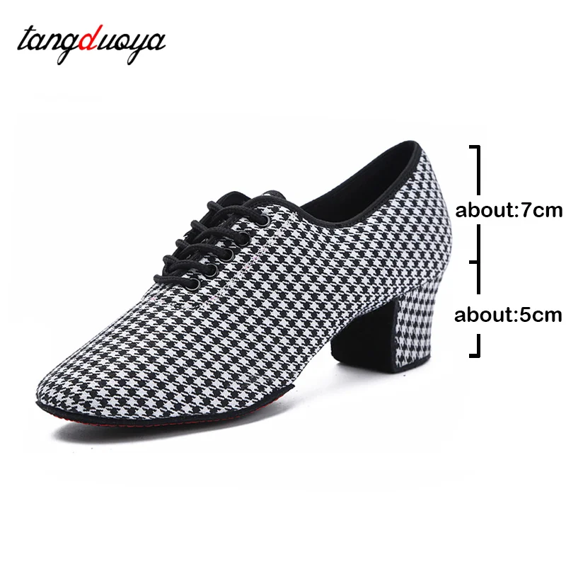 Women Latin Dance Shoes Jazz Ballroom Salsa Dancing Shoes Woman High Heels 5cm Training Modern Tango Dance Sneakers Female 6
