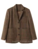 (Only Coat) Men's Suit Brown Plaid Woolen Blazer Prom Party Tuxedos Coat Single Breasted Three Buttons Bussiness/Wedding Jacket 3