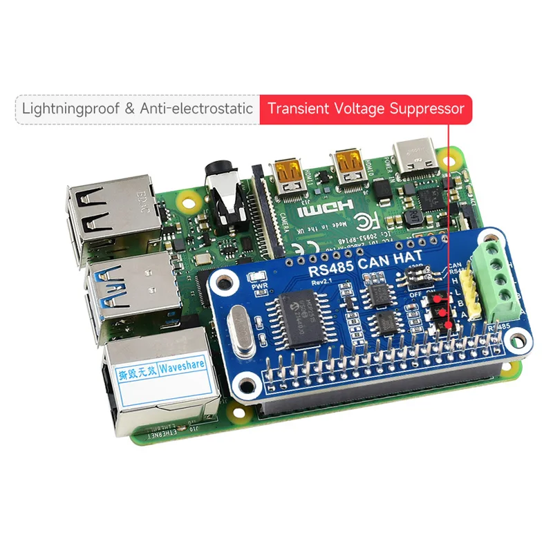 Interface Raspberry pi Rs485 Pode Chapéu 3.3v Interface Sp3485 Spi Permite Comunicação Estável de Longa Distância para pi 4b 3b Mais 3b Zero - Imagem 3