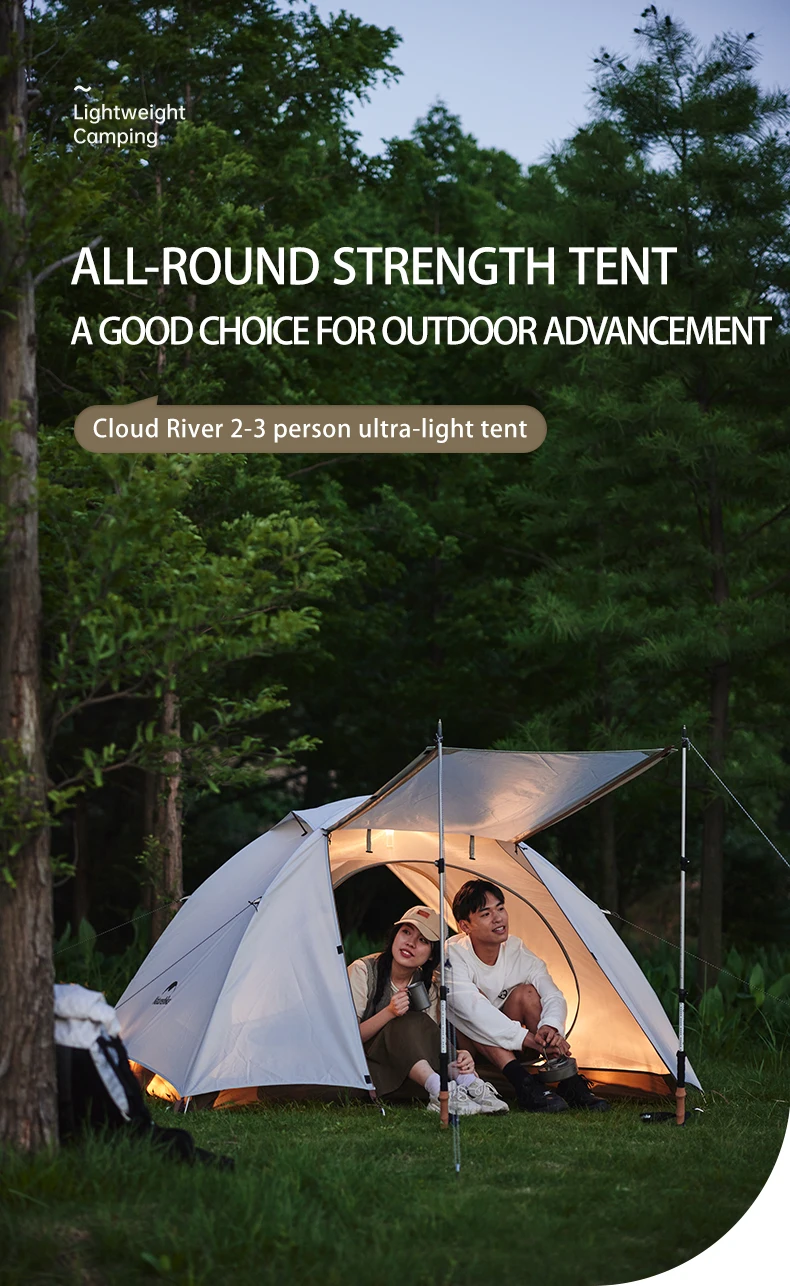 Naturehike Cloud River 2-3 Personen Zelt Doppelschichtiges Wasserdichtes Campingzelt Ultraleichtes Outdoor-Zelt mit Großem Vorzelt Sonnenschutz – Detail 1
