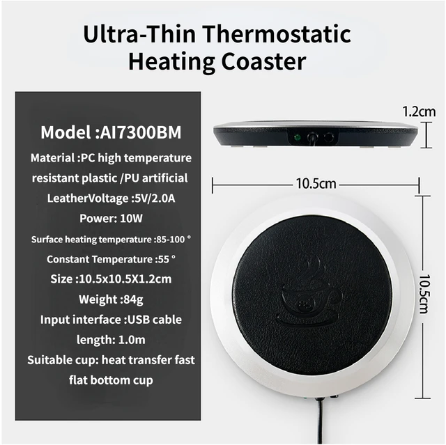 Office 55° Constant Temperature Coaster Mini Usb Mug Heater Support Computer Sockets Auto Shut Down Coffee Cup Mat For Home 6