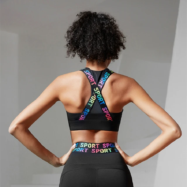 High Quality Support Push Up Sports Bra Back Cross Manufacture Women Yoga  Wear Female Running Gym Bra Top With Removable Pad