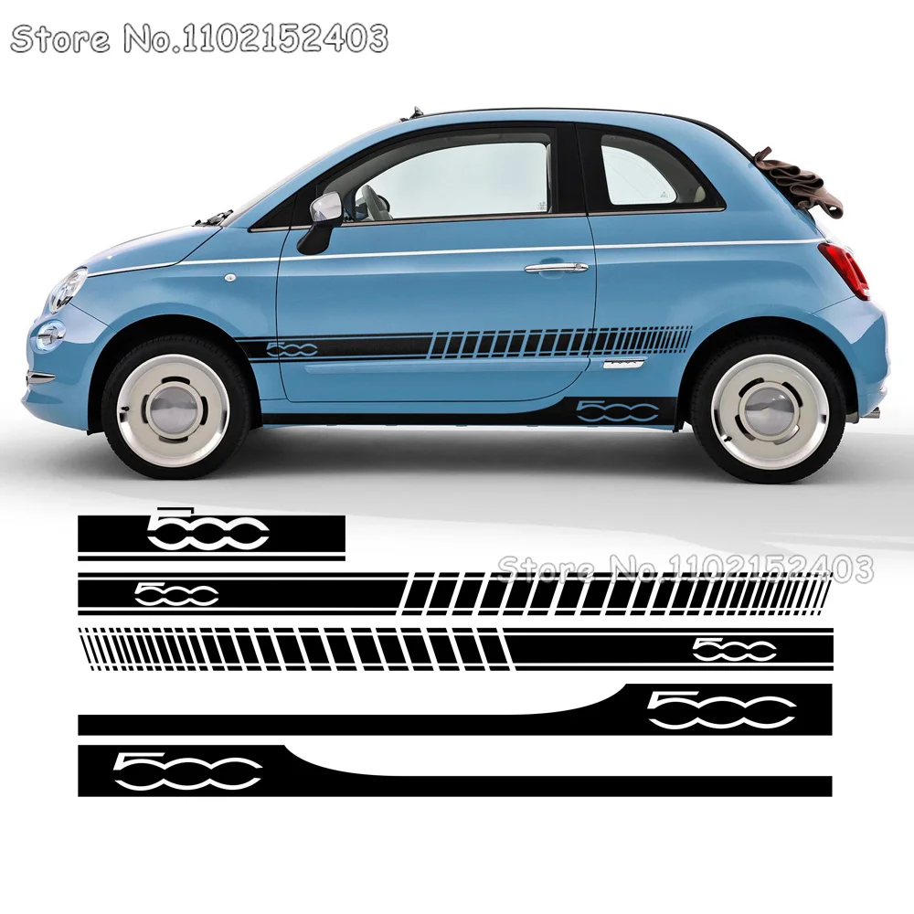 Car Door Side Stripes Gonna Cappuccio Copertura Adesivo Vinile Body Kit Decalcomania Per Fiat 500 Abarth 595 695 500C 500E Accessori Vintage