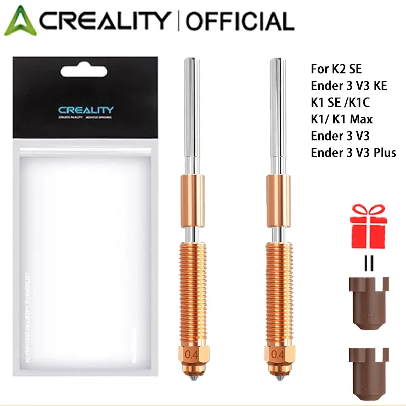 Creality K2 SE Düse 0,4mm 2 Stück, Unicorn Quick-Swap Düse, für Creality K1C/Ender 3 V3 Plus/3 V3/3 V3 SE KE 3D-Drucker