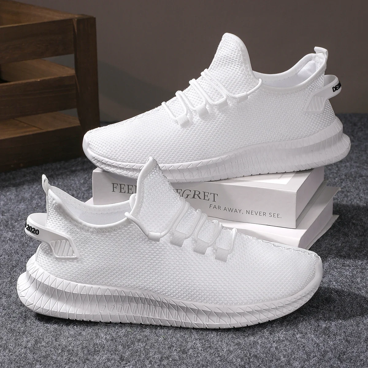Men's Non-Slip Casual Sneakers Breathable Outdoor Jogging Training Hiking Sports Running Outdoor Weave Knit Lace Up Shoes 8