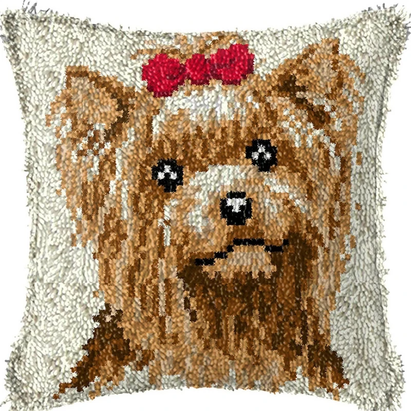 Latch Hook Cushion Kits Pre-Printed Canvas with Velvet Backing Arts & Crafts 43x43cm craft supplies