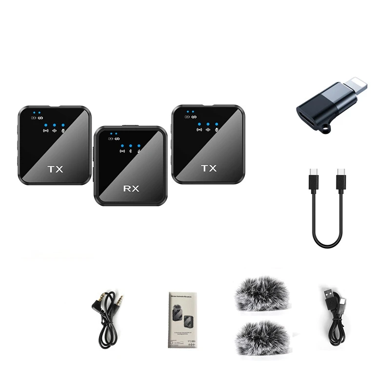 Wireless Noise Canceling Microphone Wireless Noise Canceling Microphone System Portable Collar Clip Interview Camera