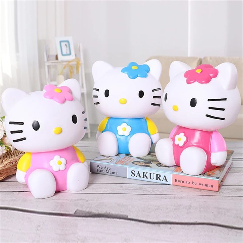 Sanrio Kawaii Hello Kitty Piggy Bank Anime Creative Children Vinyl Anti-fall Money Box Cute Household Ornament Student Gift