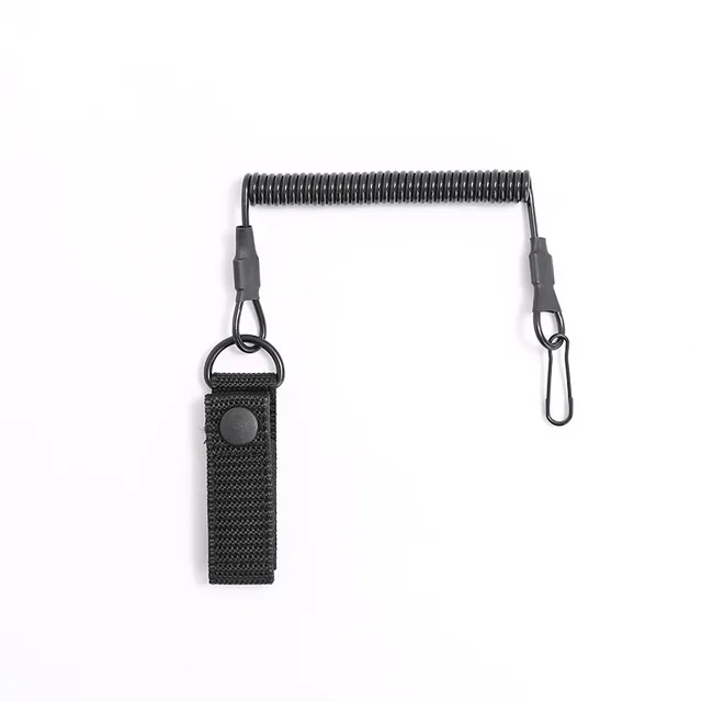 Elastic Lanyard Rope Tactical Antilost Military Spring Safety Strap Gun Rope For Key Ring Chain
