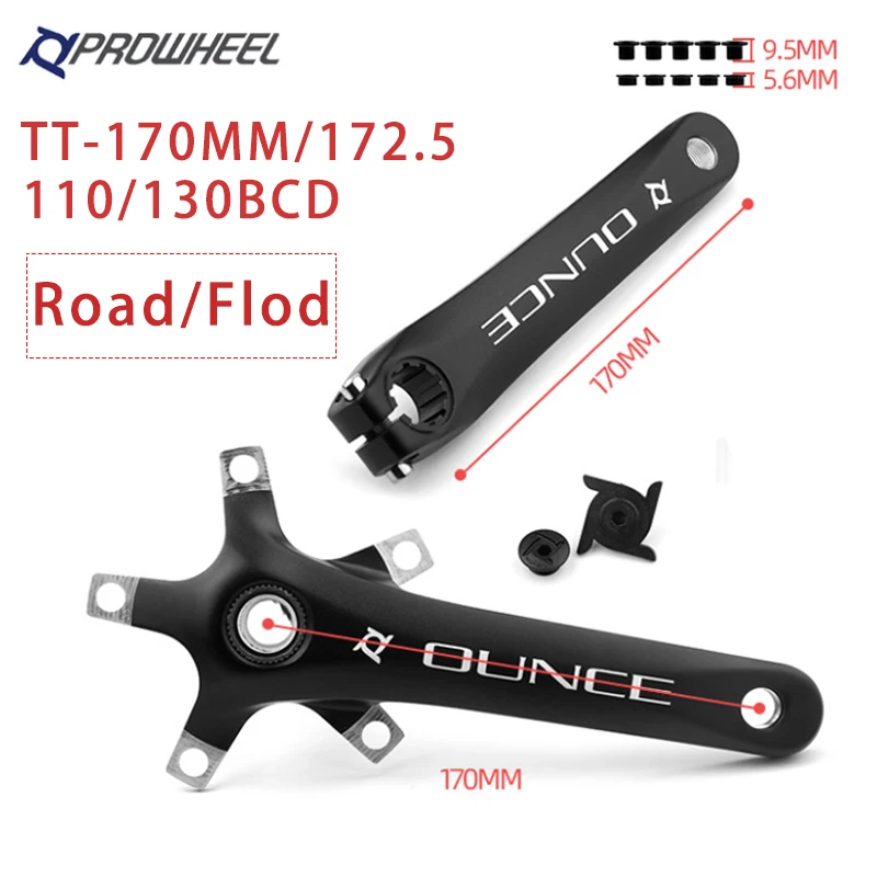 

Prowheel 110bcd 130bcd Bicycle Crank Aluminum Alloy Road Bike Crank Folding Bike Cranks Lightweight 170/172.5mm Crankset Part