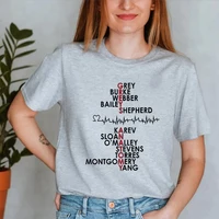 Grey's Anatomy Cast Crew T-shirt Grey Yang Karev Stevens O'Malley Shirt Grey's Anatomy Shirts Nurse Tee Unisex Short Sleeves Top