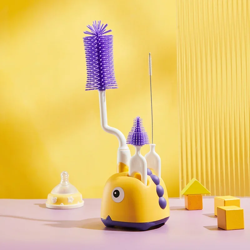 Cleaning Brush Bottle Cleaning Brush Bottle Brush Cleaning Brush Set Newborn Bottle Brush Silicone Brush Baby Bottle Pacifier Cleaning Nipple Dropper Brushes Set Base