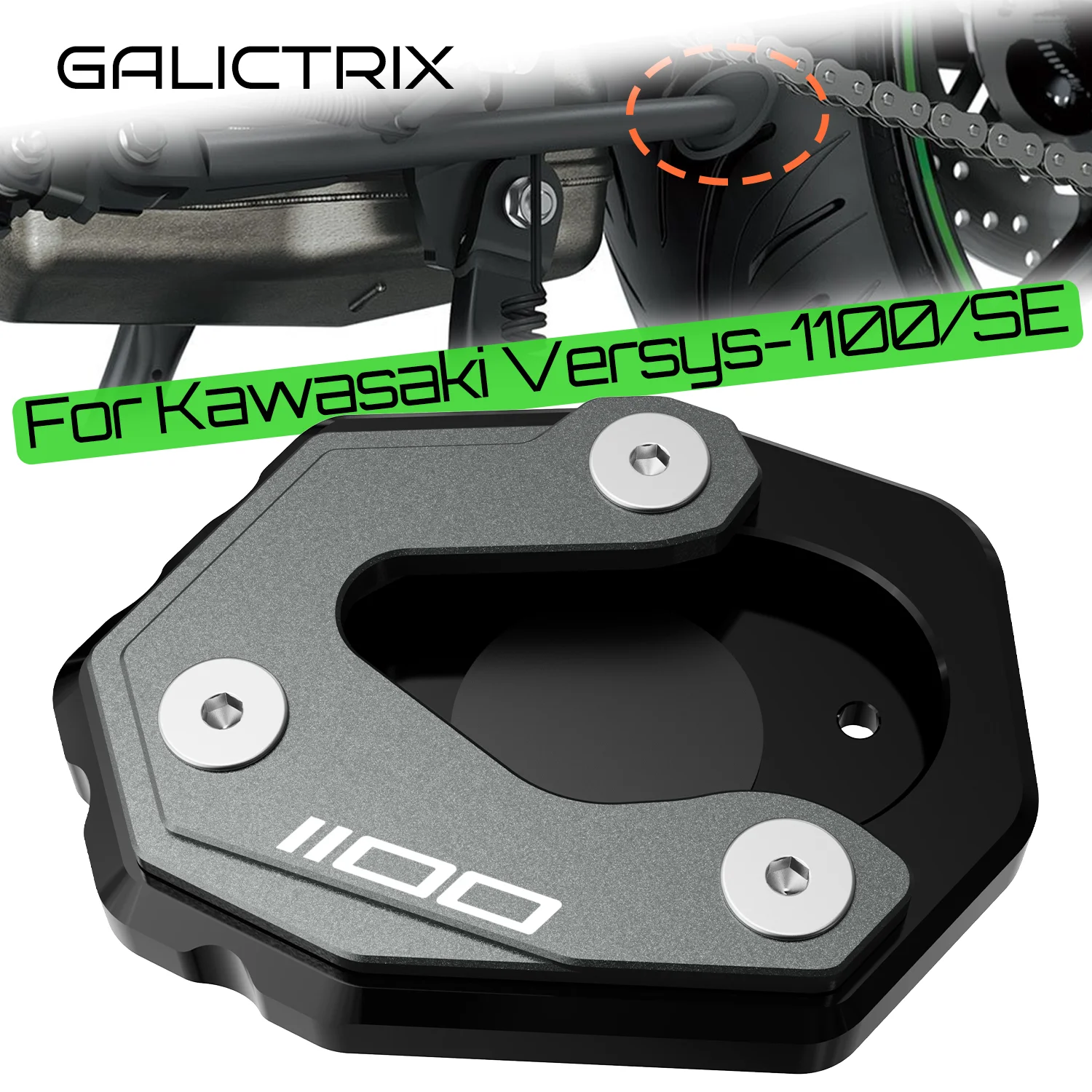 For KAWASAKI VERSYS1100 VERSYS1100SE Versys 1100 SE 1100SE 2026 Motorcycle Kickstand Pad Side Stand Extension CNC Accessories