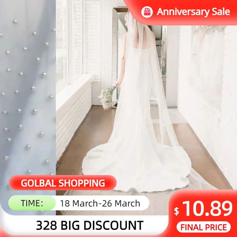 

V10 Pearls Bridal Veils 1 Tiers Wedding Veil Dense Up and Down Wedding Hair Accessories for Brides Wedding Mantilla for Church