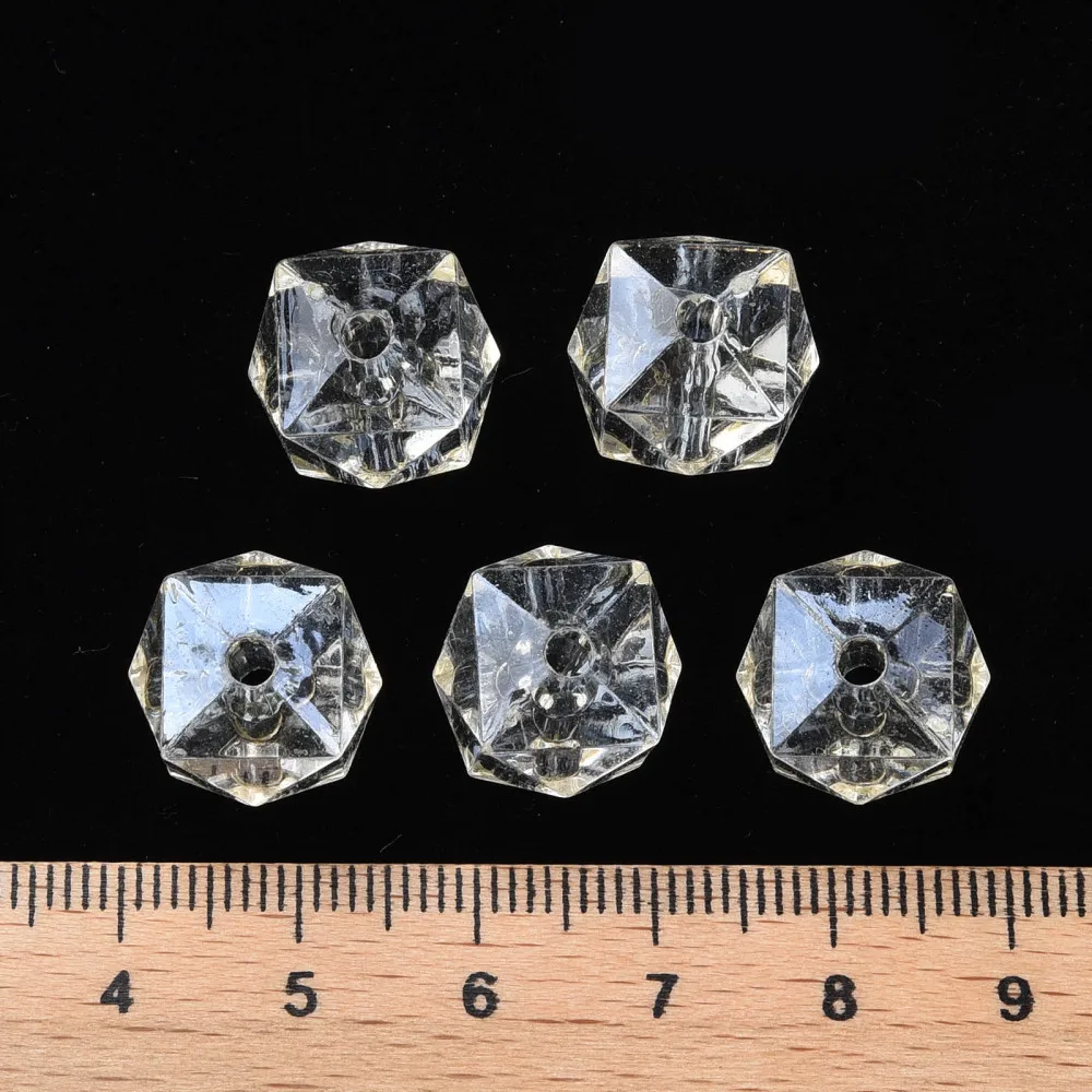 500g Transparent Acrylic Beads Faceted Rhombus Light Yellow 13x14x13.5mm Hole: 2mm about 346pcs/500g