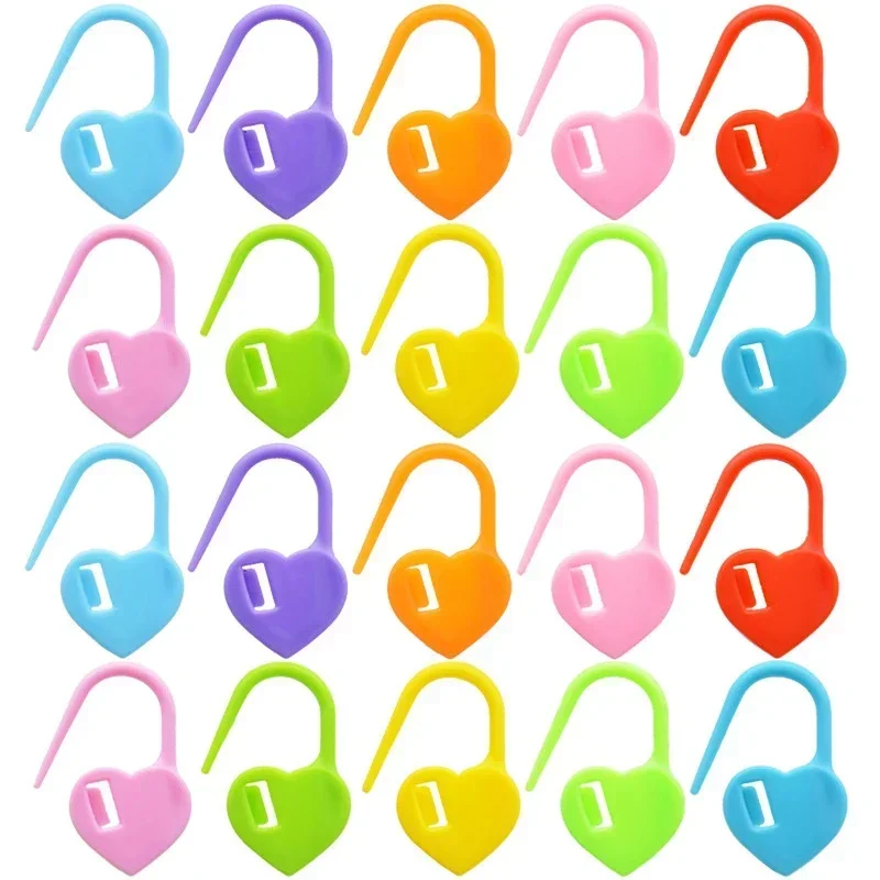 50/100pcs Heart Knitting Crochet Markers Locking Stitch Needle Clip Markers Ring Sewing Accessories DIY Weaving Knitting Tools
