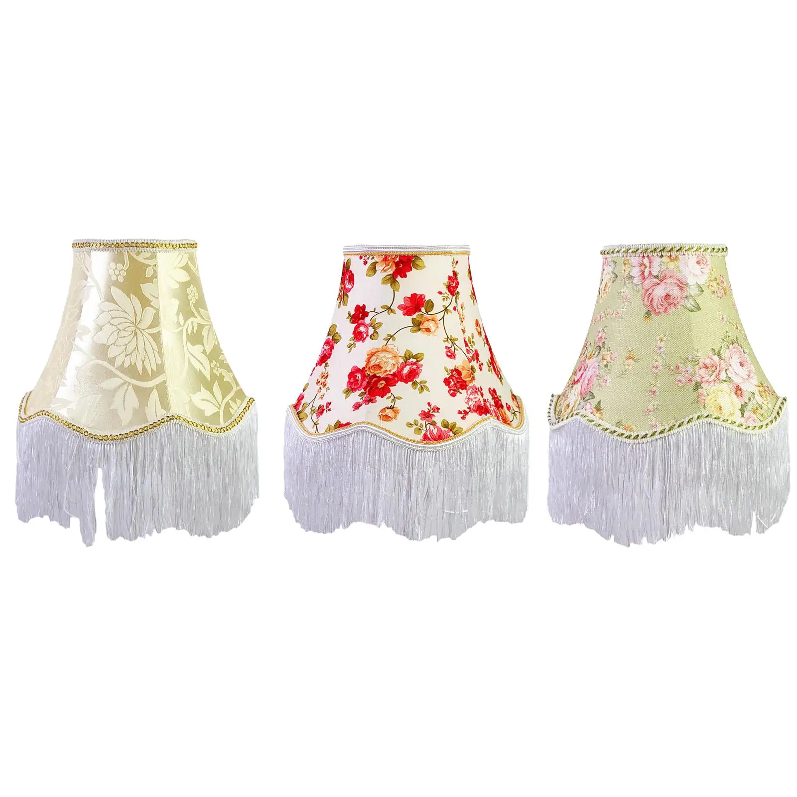 European Lampshade Lamp Shade with Fringe Retro Fabric Lampshade Tassel Lamp Cover for Home Cafe Living Room Hotel Decoration