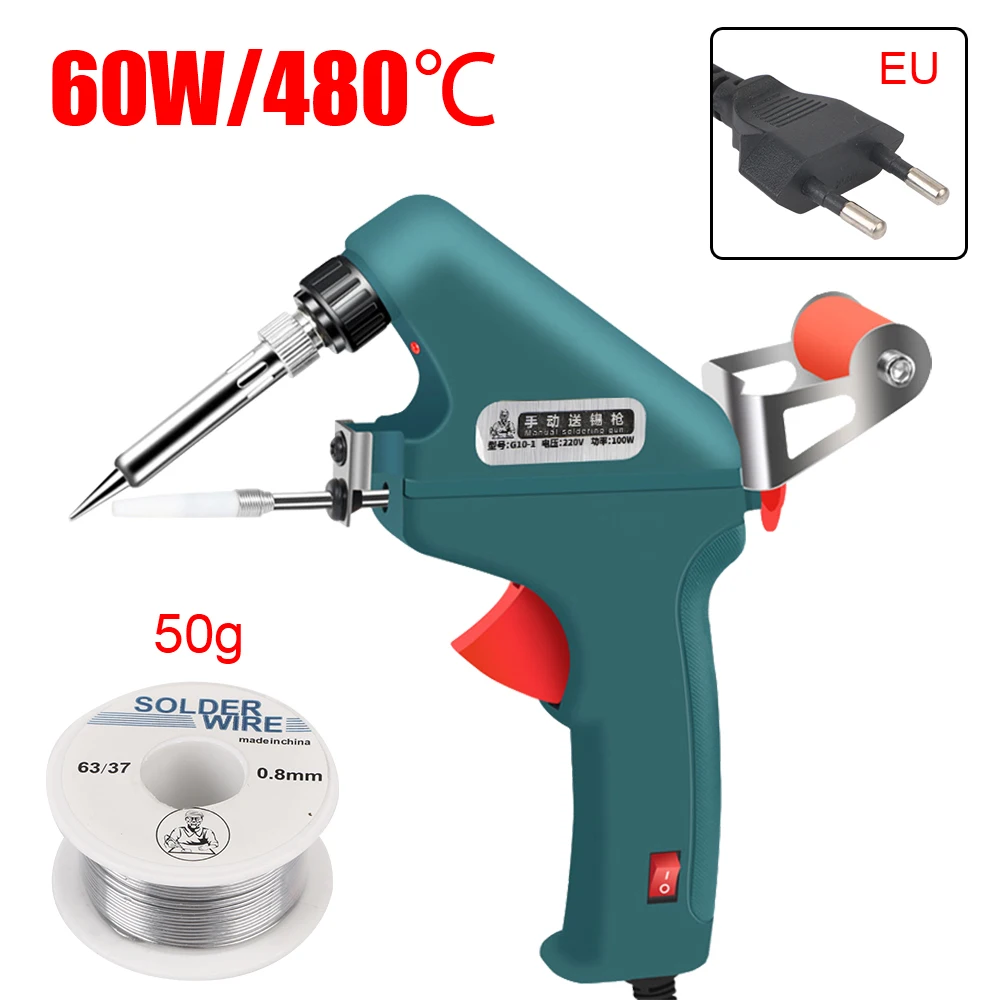 60W Interne Heizung Schweißausrüstung Set Automatische Zinn Zuführung Lötpistole Handheld Elektrische Schweißmaschine Eu 220V