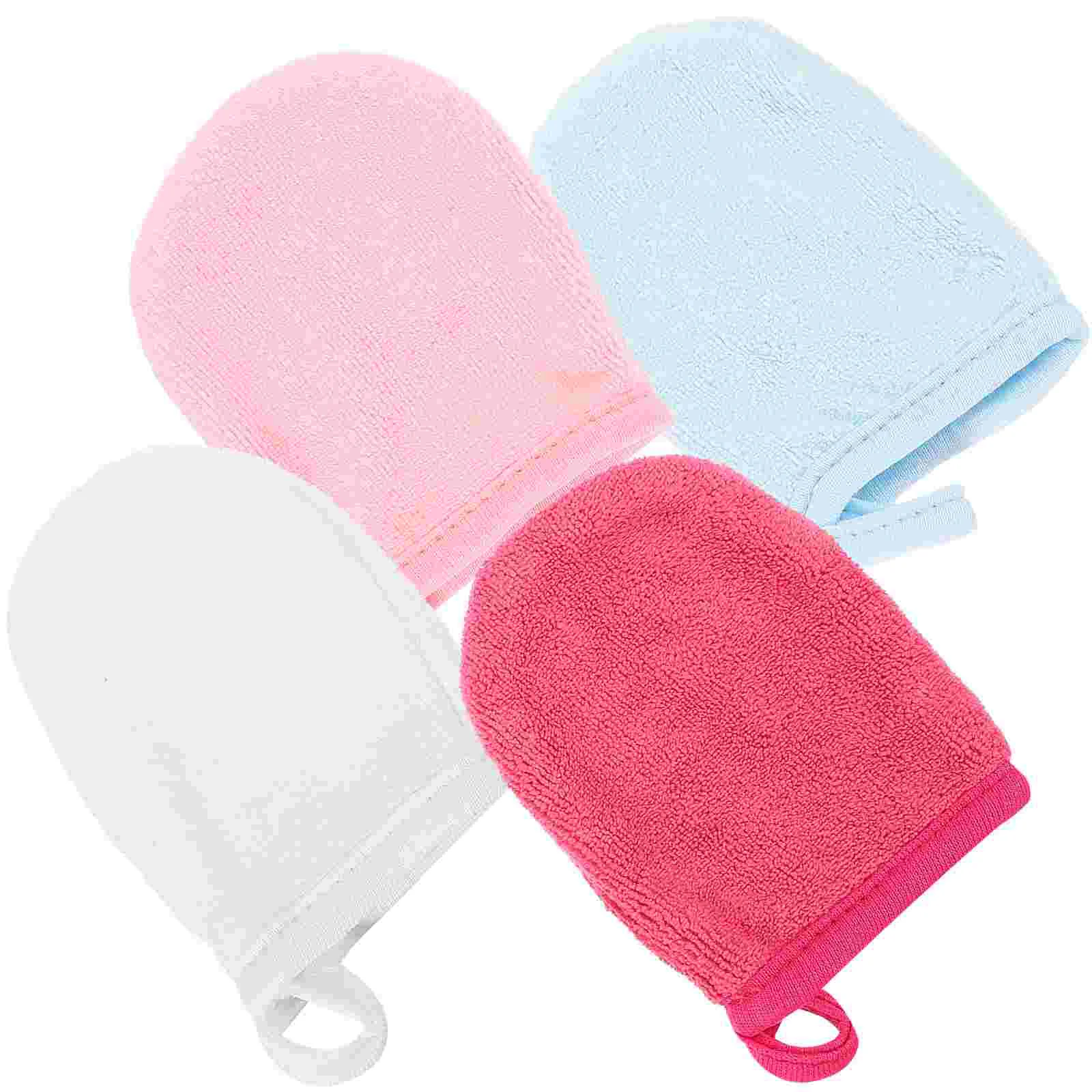 

4 Pcs Oil Cleanser Makeup Remover Cleansing Fingertips Face Removing Mitts Towel Wipes Practical
