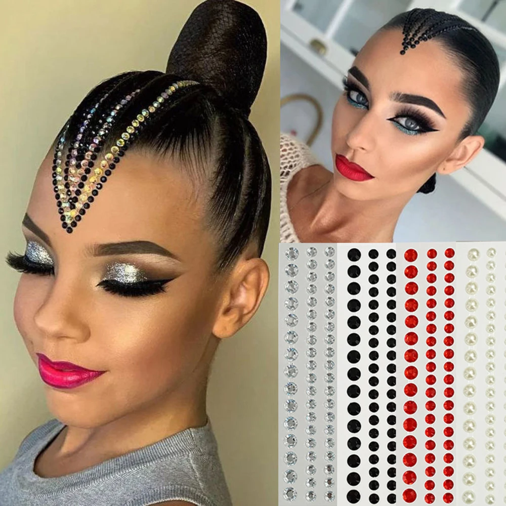 Hair Facial Rhinestone Mix Size Colorful Pearl Eyebrow Sticker 3D Face Jewels Self Adhesive Diamond Fairy Makeup 1 Sheet Makeup Rhinestone Stickers Makeup Stickers Hair Pearls Stickers Rhinestone Stickers Makeup Accessories