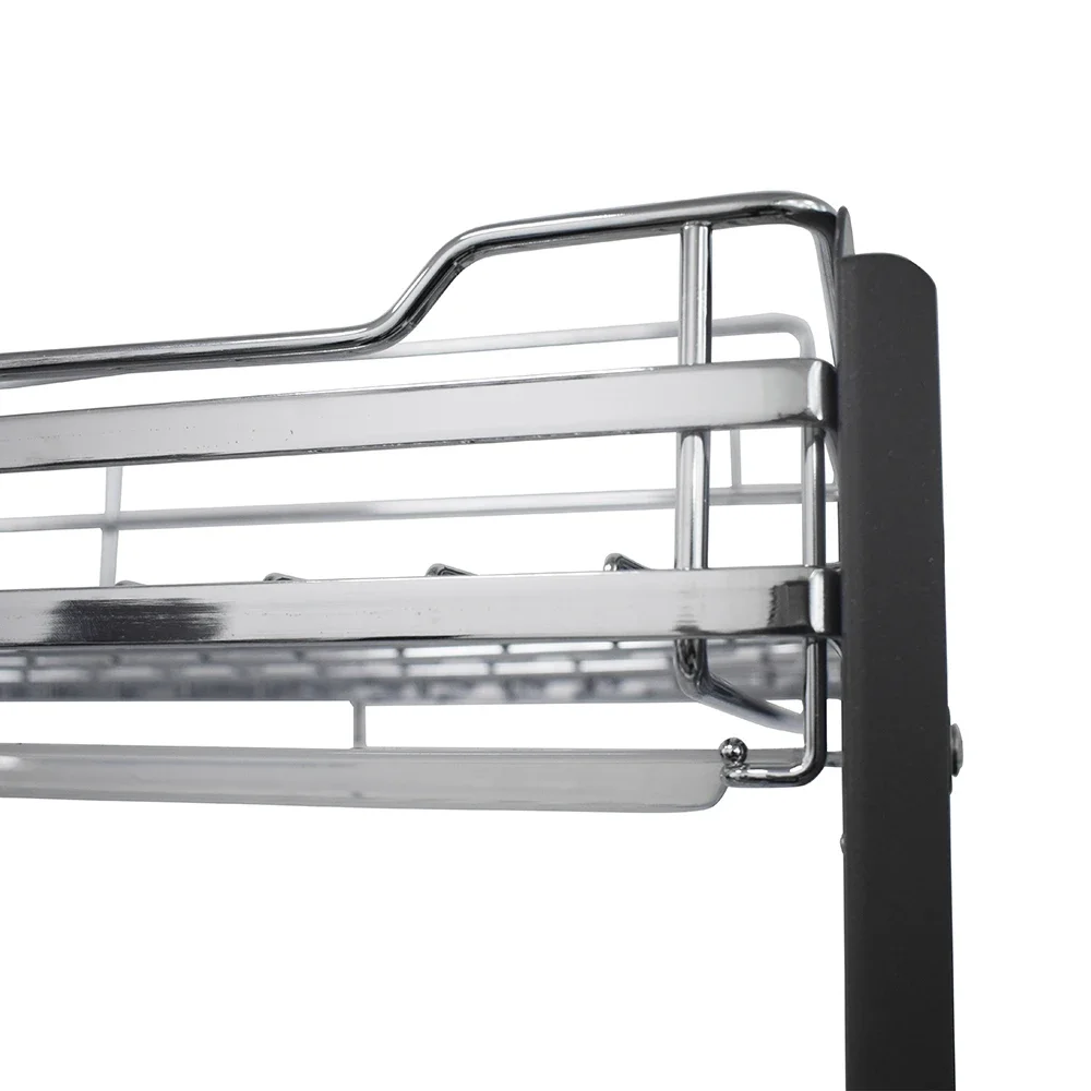 Double Layered Kitchen Basket, Thickened Stainless Steel, Lifting and Lowering Cabinet Storage Rack, Dual Level Setting